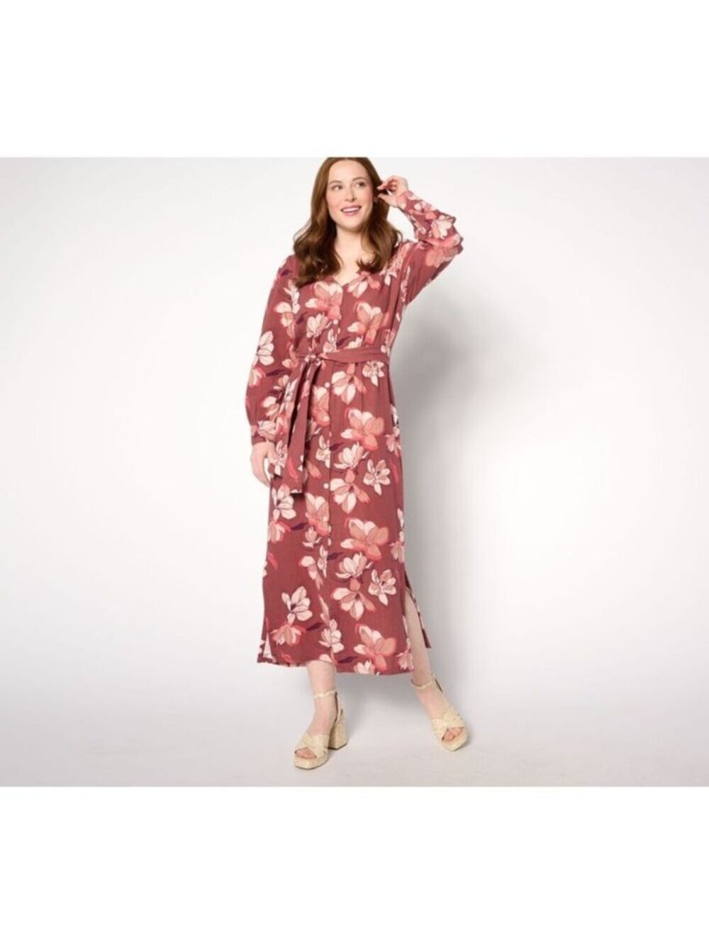 Berkshire Homewear Robe sz L Waffle Knit Spa  Flowers for Mom A640305